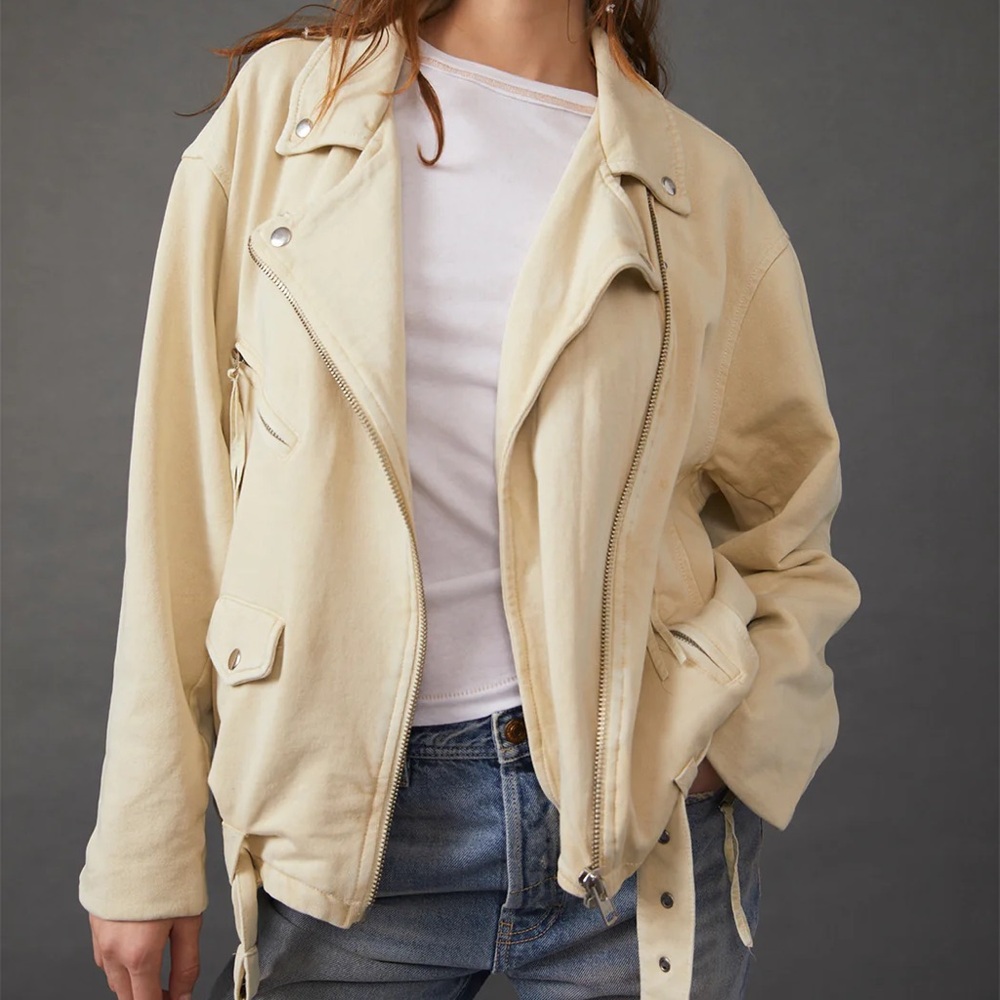 Free People cream REBEL bomber jacket!